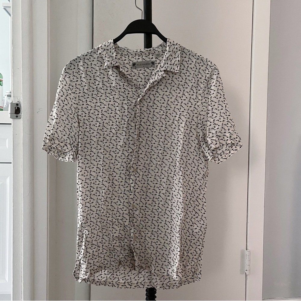 All Saints White and Black Patterned Men's Shirt